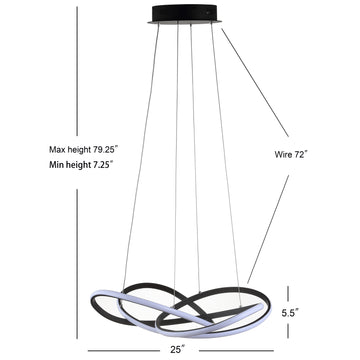Alexia 25" Abstract Integrated LED Metal Adjustable Pendant - JONATHAN Y